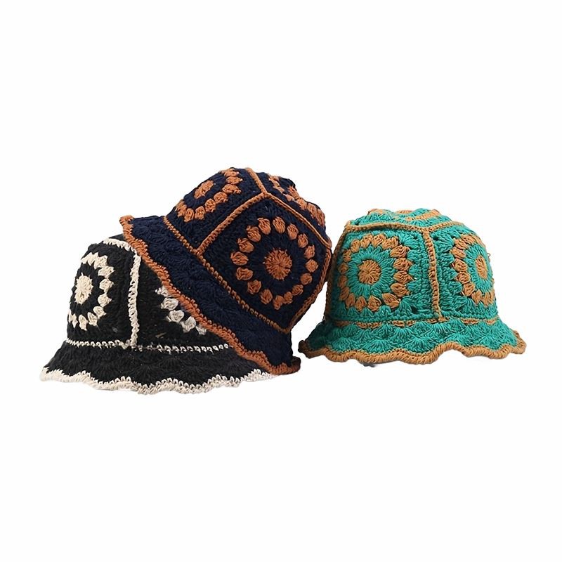 Retro lilledega heegeldatud müts